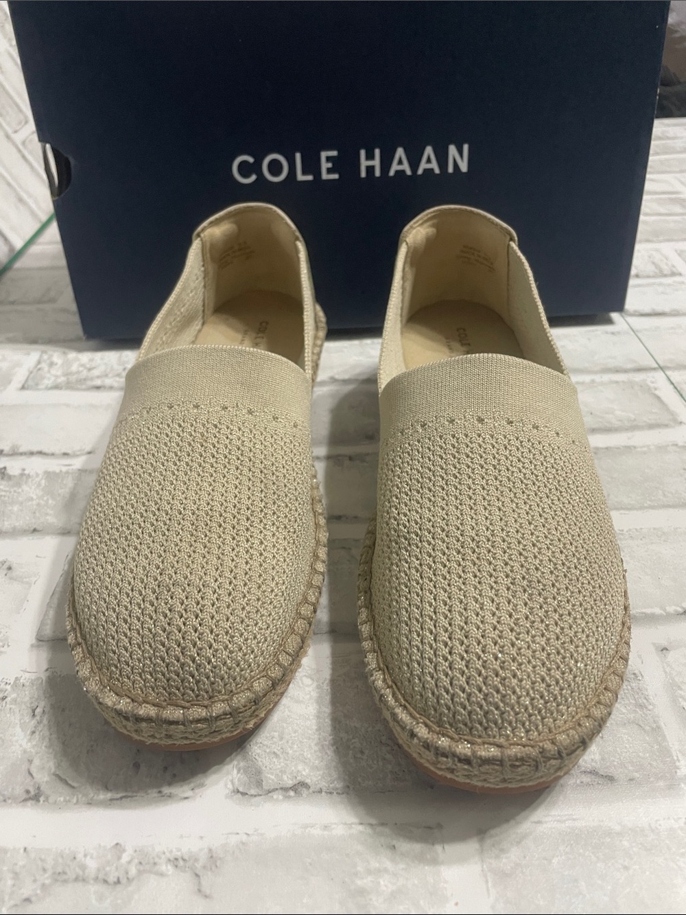 Cole Haan Cloudfeel Stitchlite Espadrilles size 10B. Preowned. Tan gold jute.